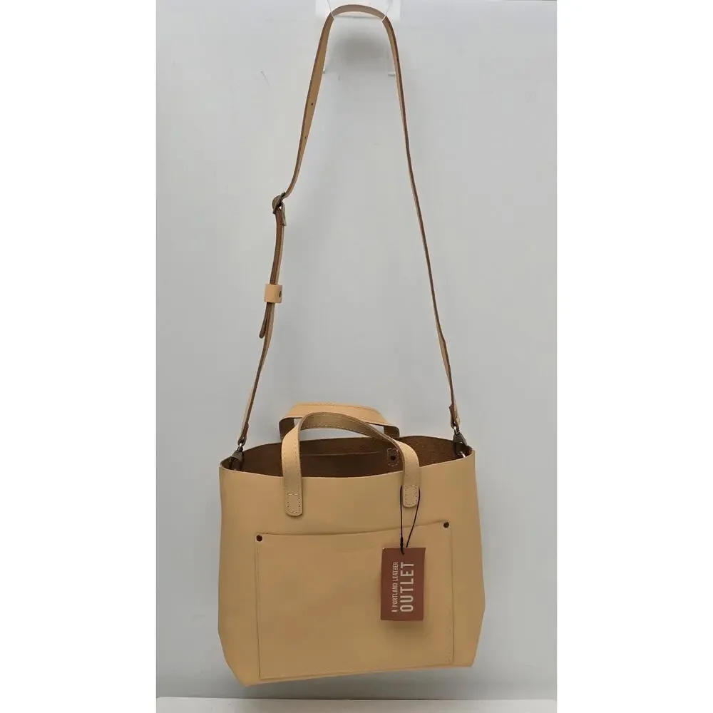 Portland Leather Goods Medium Crossbody Tote Purse Rare Light Peach Leather